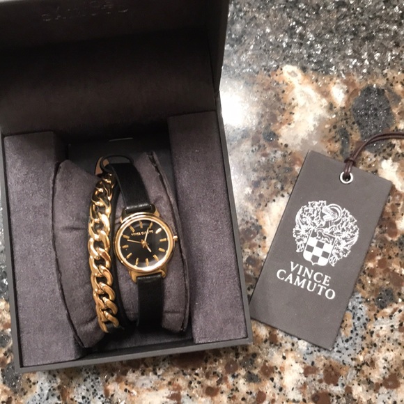 Vince Camuto Accessories - Vince Camuto Wraparound Black & Gold Watch